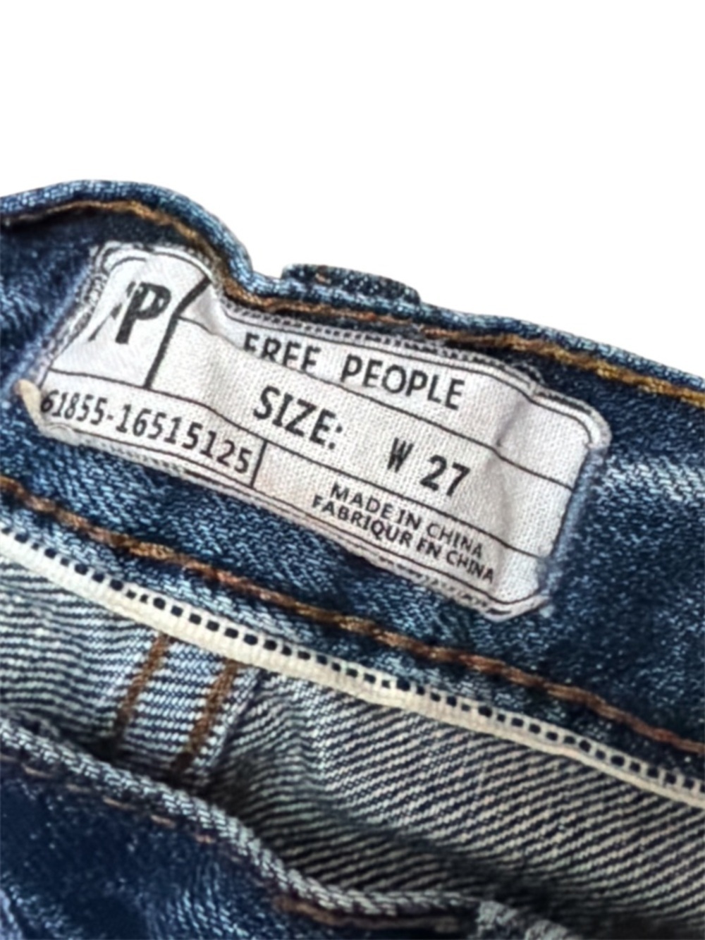 Free People Distressed Hem Medium Blue Wide-Leg Jeans 61855-16515125 - Picture 9 of 9